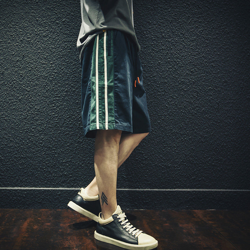 Summer Side Striped Casual 50% Pants Men Loose Straight Drum Chide Shorts Large Size Size Fat Sub Trend 50% Pants Thin