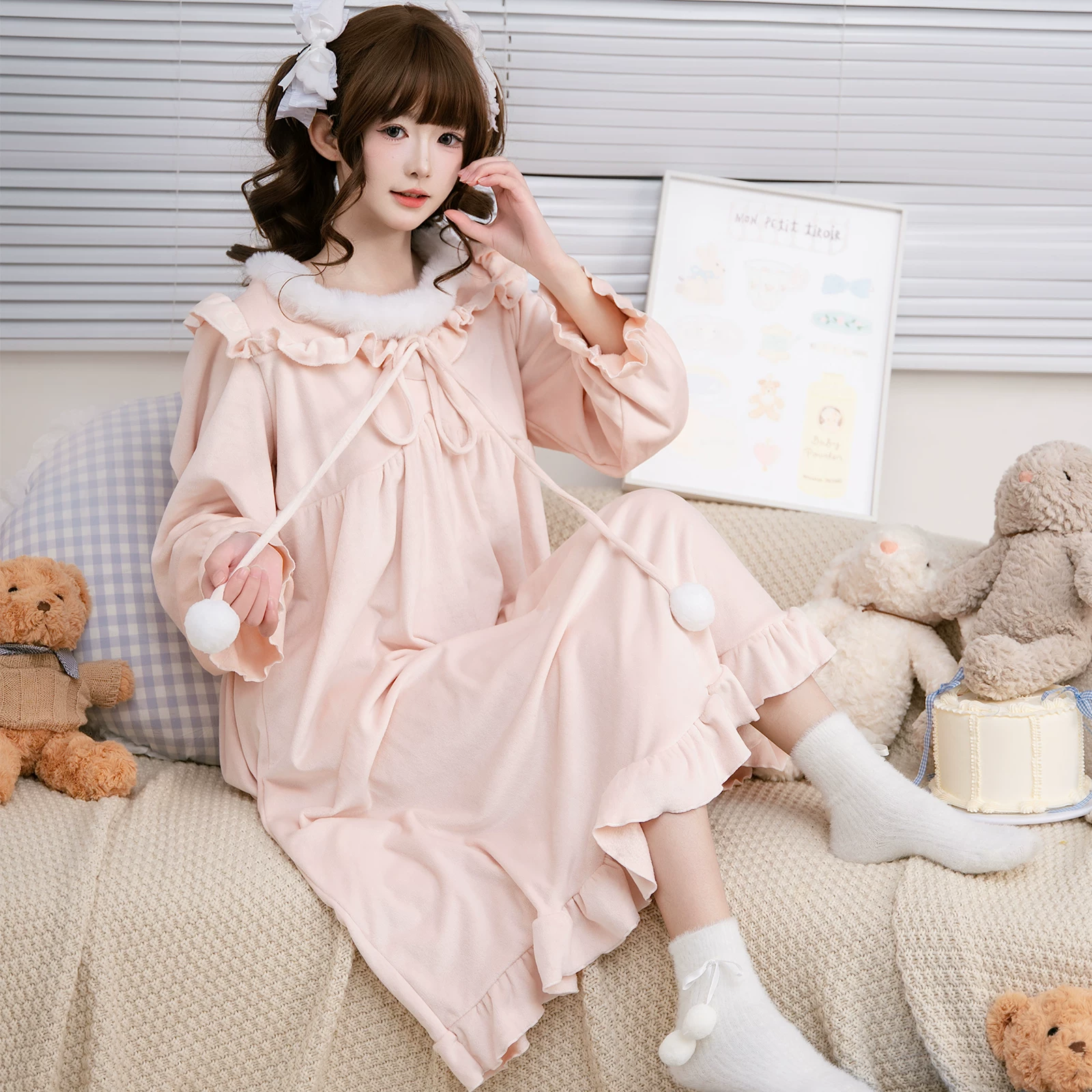 Пижама, бархатная милая юбка, платье, стиль Lolita