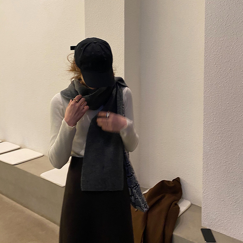 Anjiuyue cashmere scarf women's spring and autumn new Korean version of simple and wild solid color shawl long version thickened warm collar