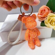 Creative couple diy inlaid Diamond violent bear doll stick Diamond Bear keychain bear bear car chain Womens bag hanging ornaments