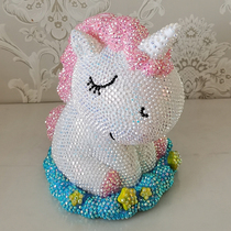 diy stick Diamond unicorn piggy bank childrens doll savings pot glue diamond material bag birthday gift cute anti-fall