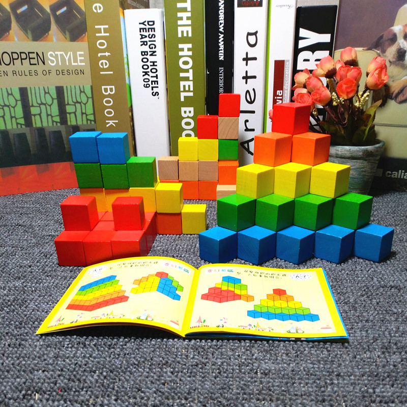 Square Block Building Blocks Hitch Three-dimensional Geometric Model Mathematical Teaching Aids Kindergarten Children Puzzle Early toys