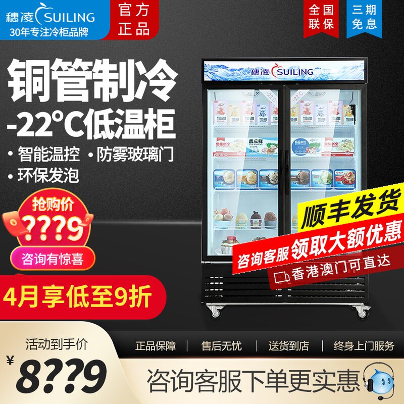 Snow cooling cabinet of Snow Cabinet with Snow Cabinet of Frozen Double - door Refrigerator LD - 1040M2W vertical low temperature display cabinet