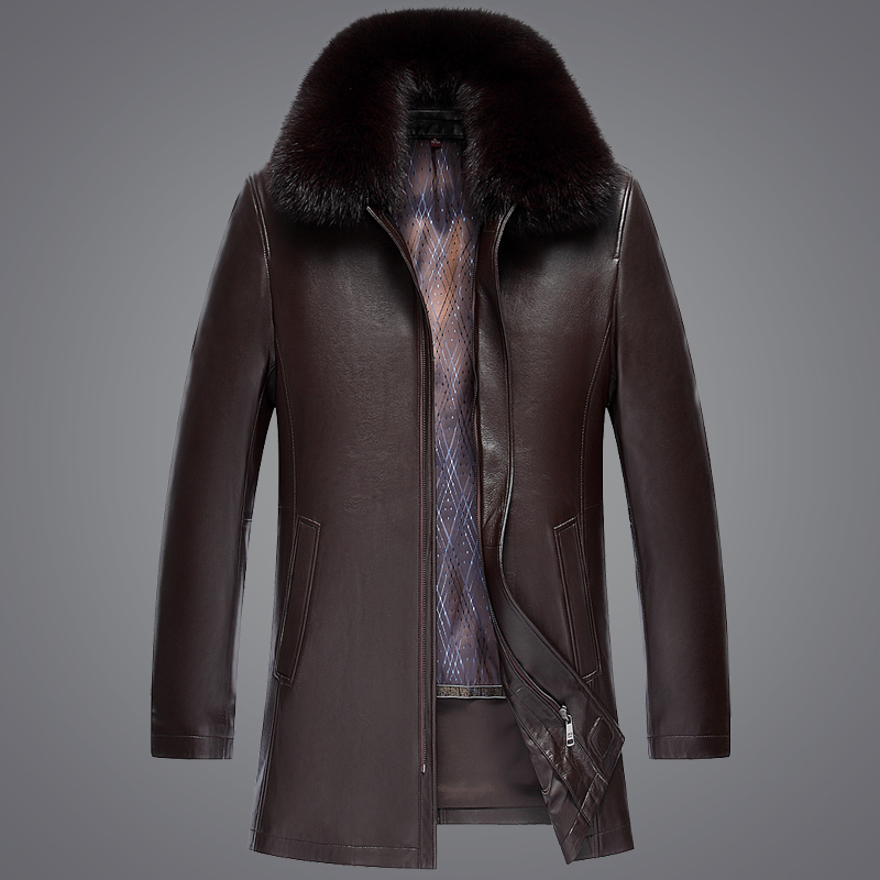 Winter Haining first-layer genuine leather coat men's middle-aged and elderly dad wear sheepskin leather jacket mink fur coat coat