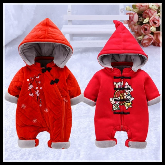 Váy bé gái mùa đông jumpsuit nam nữ lễ hội đỏ năm mới quần áo rằm trăng rằm phong cách Trung Quốc shop quan ao tre em dep