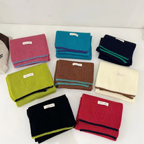 ins autumn and winter childrens scarf boys and girls baby solid color thick wool knitted warm scarf Korean version