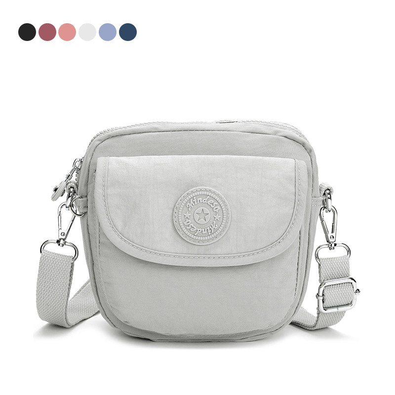 Small bag women's messenger fashion nylon cloth anti-splashing simple and versatile lightweight multi-pocket flip-top shoulder mobile phone bag