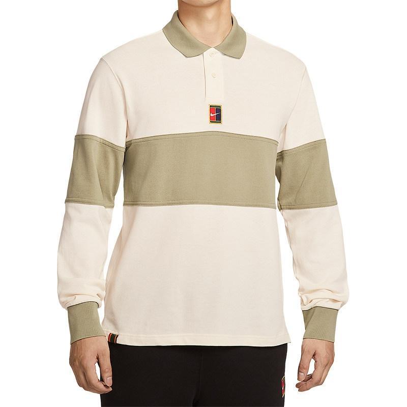 Nike Men's Trendy Color Block Tennis Casual Polo Collar Long Sleeve T-Shirt Hq1749-110