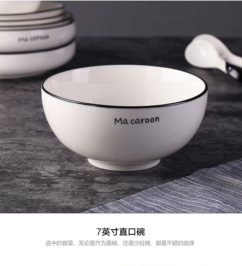 DIY home European dishes dishes of French black lines under the glaze color of jingdezhen ceramic tableware dishes suit