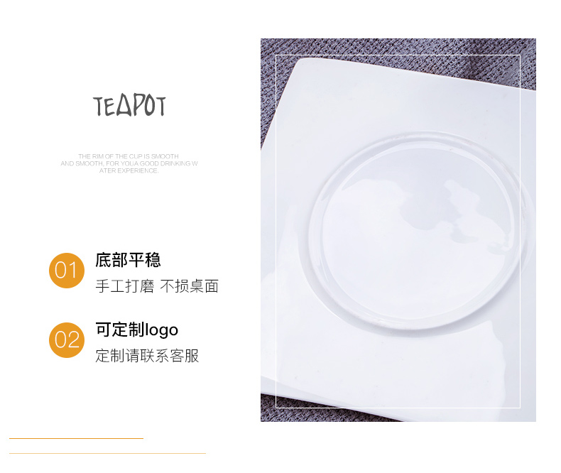 Jingdezhen 8 inch 10 inch Fang Pingpan pure white ipads China hotel display plate steak plate dinner plate as ceramic platter