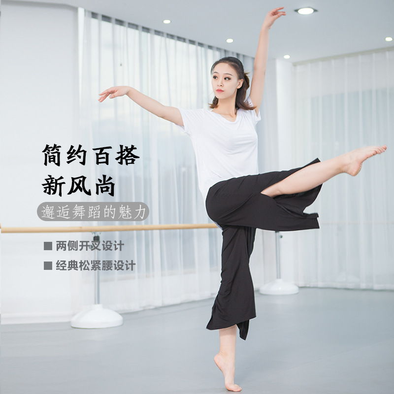 Dance practice utility-style body base training big size suit student teacher loose side open fork wide leg pants modern dance