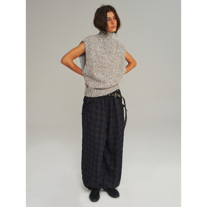 Neverseez Wool Blend Turtleneck Textured Knit Sweater Vest