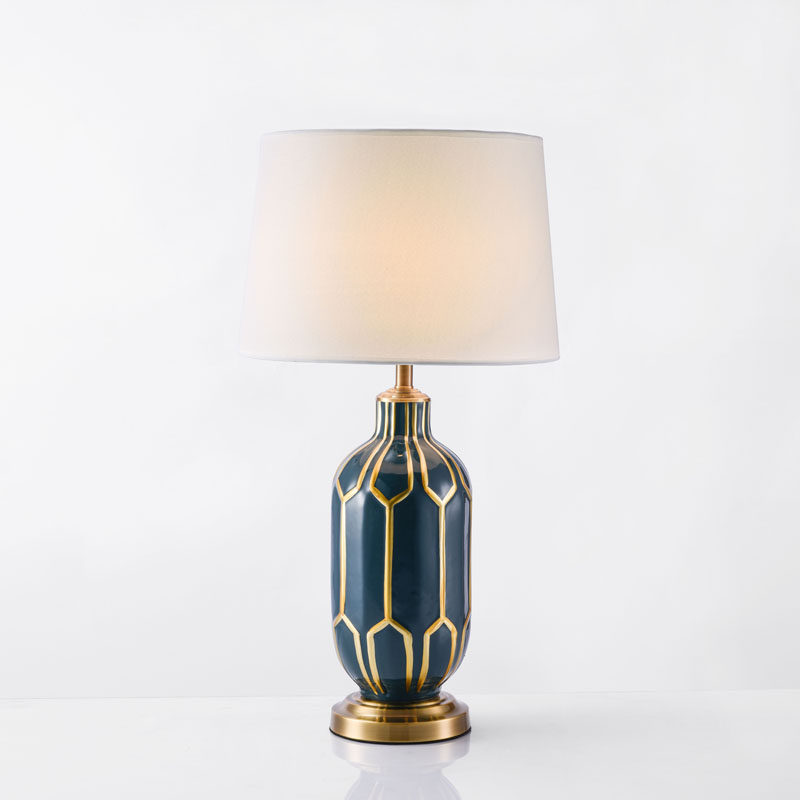 New Chinese blue hand-painted ceramic creative living room bedroom study designer model room decoration hotel desk lamps