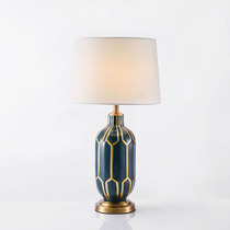 New Chinese blue hand-painted ceramic creative living room bedroom Study designer model room decoration hotel table lamps