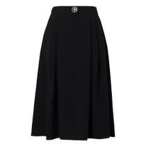 (Same style in the mall) Collatile 2024 acetate fiber summer temperament elegant and slim A-line skirt black skirt