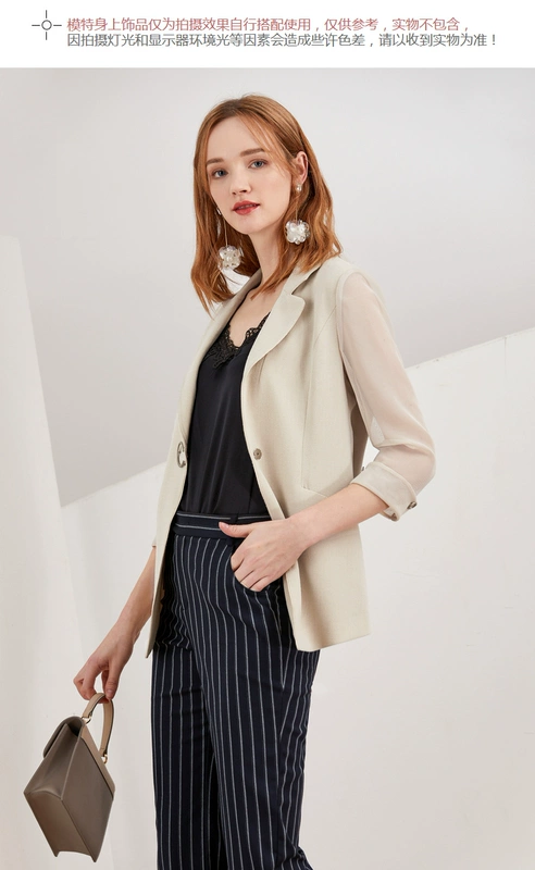 Mùa hè 2019 mới linh hoạt thời trang vải lanh thắt lưng áo len trắng - Business Suit