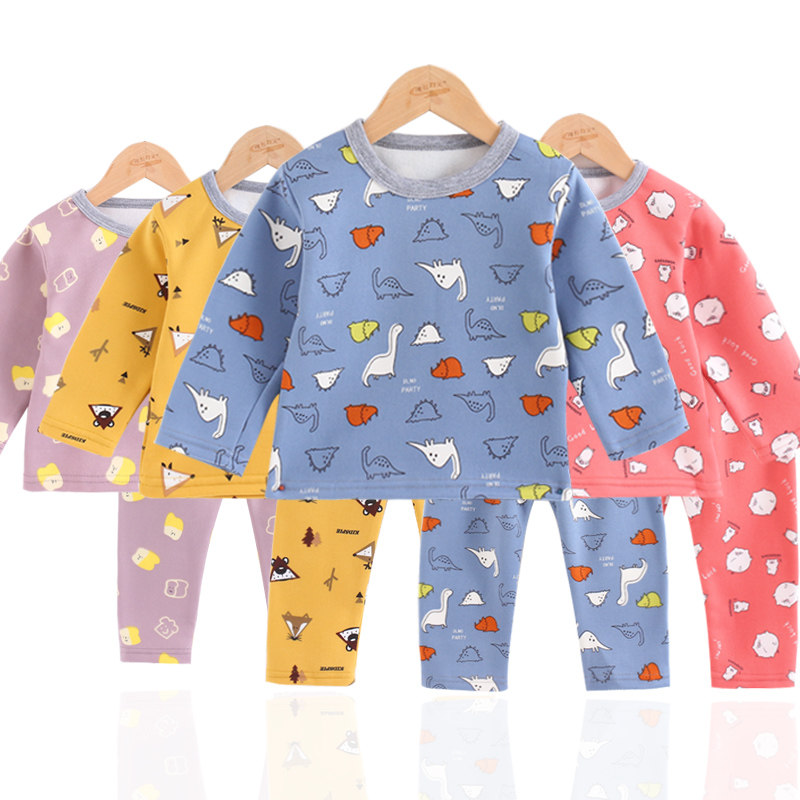 宝宝保暖内衣秋冬装2019新款儿童中小童加绒加厚秋衣秋裤两件套