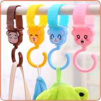  Cute cartoon animal multi-function hook velcro can rotate 360 degrees stroller hook 2 packs