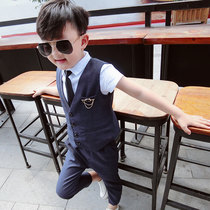 Boys dress summer English style vest suit childrens suit small suit three-piece baby dress handsome