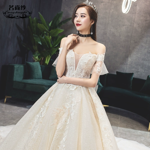 Свадебное платье, звездное небо для невесты, 2020, новая коллекция, открытые плечи, V-образный вырез