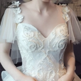 Кружевное свадебное платье для принцессы, 2018, V-образный вырез, в цветочек, открытые плечи, европейский стиль