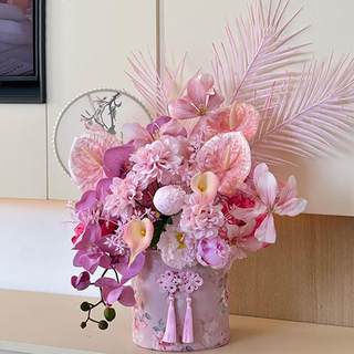 Segenseimer im nationalen stil, silvester-blumenumarmungseimer, fertig simulierter blumeneinzug, neues zuhause, wohnzimmerdekoration, neujahrsdekoration