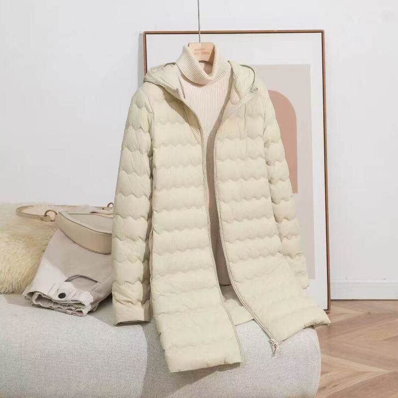 2025 New Women's Diamond-Patterned Lightweight Mid-Length Hooded down Jacket Inner Coat down Coat Lightweight Winter 2025 New Women's Diamond-Patterned Lightweight Mid-Length Hooded down Jacket Inner Coat down Coat Lightweight Winter