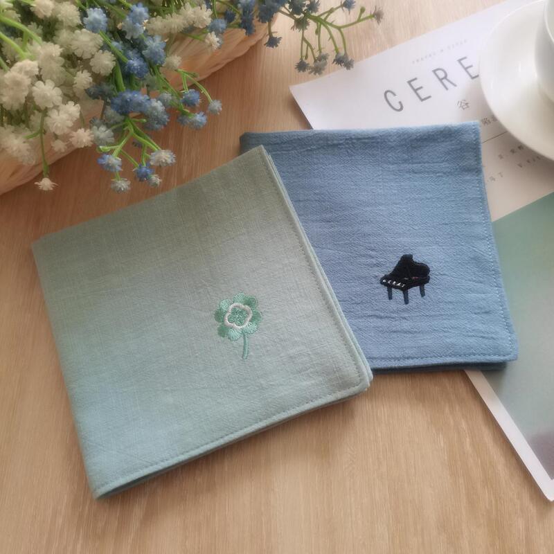 Spring and Summer Fresh and Soft Sweat-Absorbent Pure Cotton Embroidered Flower Handkerchief Gift for Girlfriend, Student, Birthday, Silk Gift for Wiping Sweat