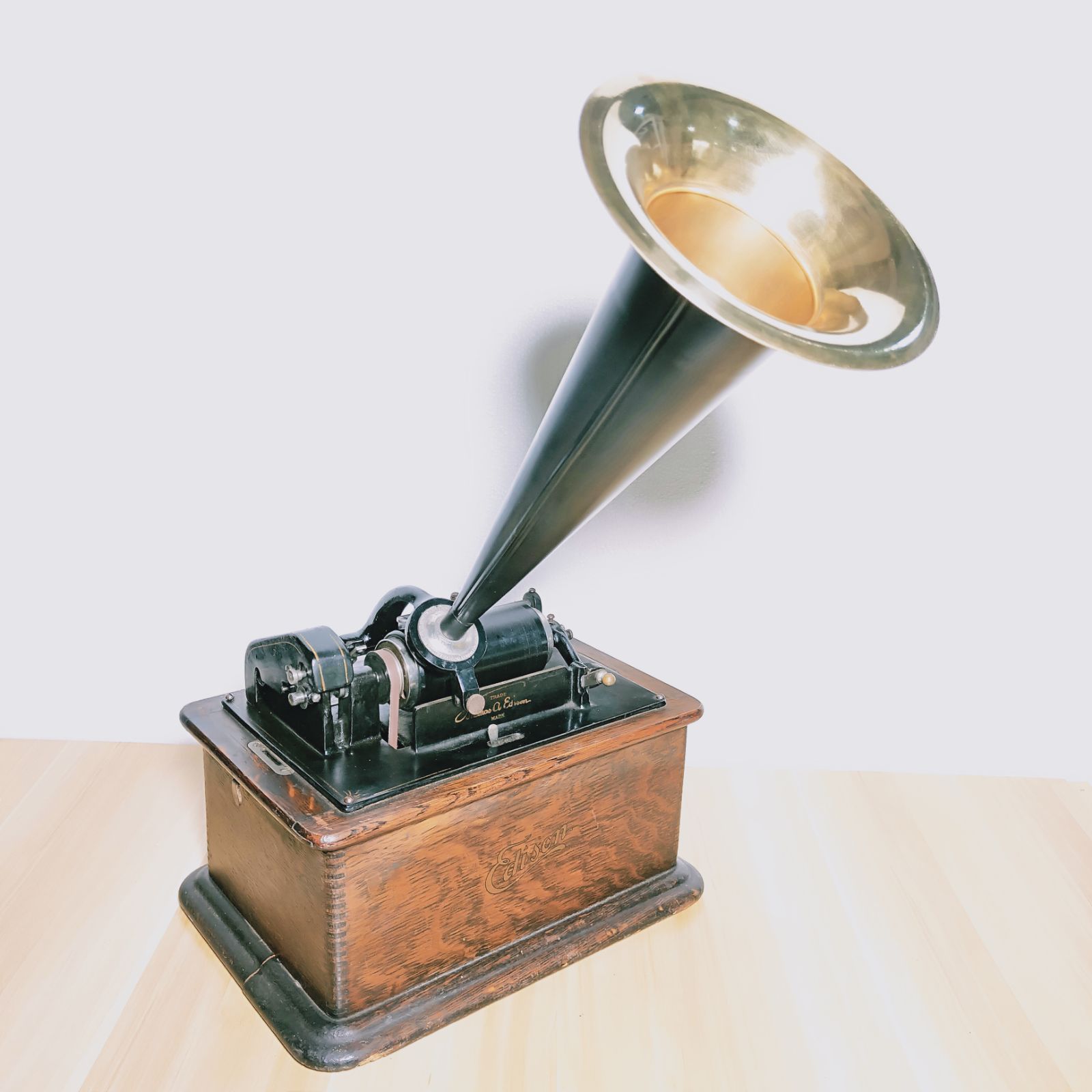 1901 Edison big horn wax tube hand-cranked gramophone Old Shanghai Yangluo Er ornaments living room retro dining room