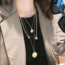 European And European Ins Trend Fine Chain Necklace Multilayer Personality Chain Cool Long Neck Chain Collarbone Chain Women Free Matching Comeback