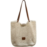 Летняя плетеная кожаная сумка на одно плечо