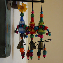 Dongba Wen painted wooden gourd Yunnan ethnic wind hanging handmade car hanging bag hanging Yunnan tourist souvenirs
