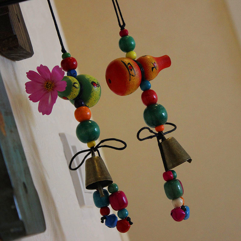 Dongbawen painted wooden gourd Yunnan ethnic wind hanging handmade car pendant bag hanging Yunnan tourist souvenirs small gifts