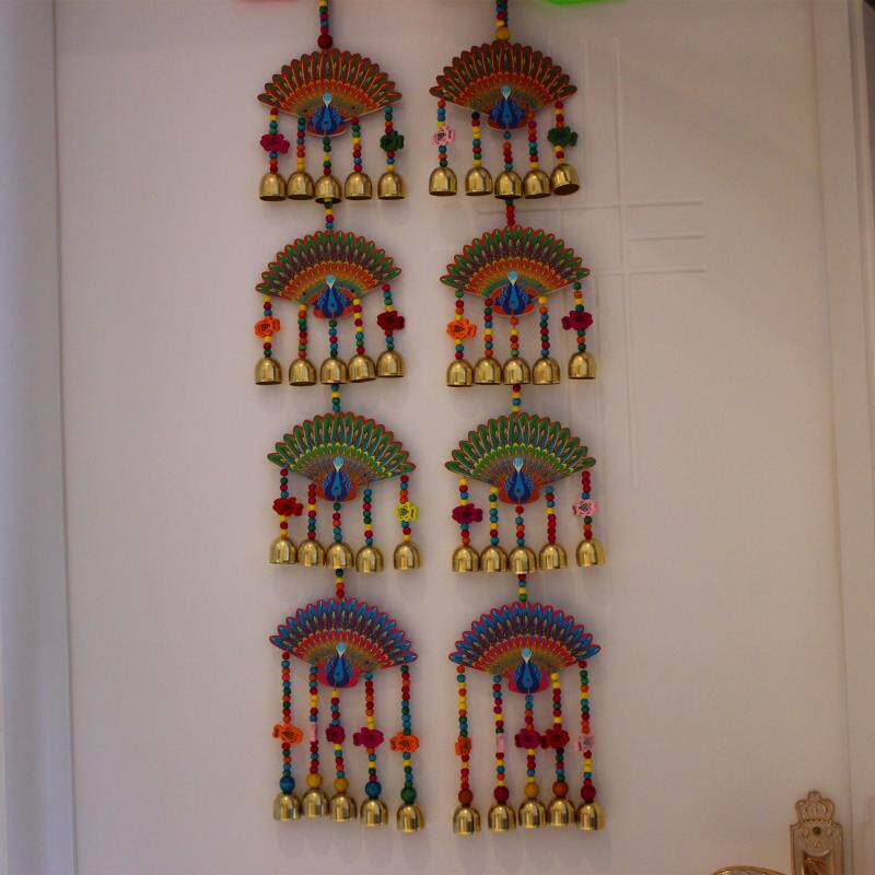 Yunnan handmade ethnic style wooden peacock wind chime hanging decoration shop anti-theft bell bar creative home decoration hanging