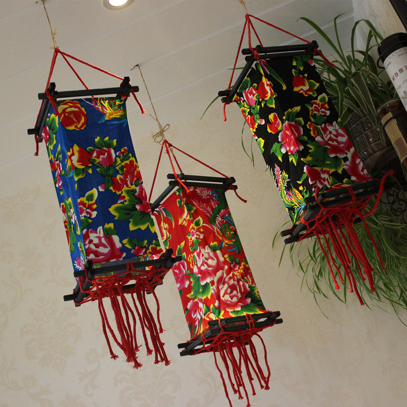 Ethnic style handmade fabric lampshade creative restaurant lantern inn farmhouse bar decoration pendant art lighting