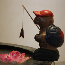 Thai characteristic hand wood carving crafts cartoon turtle Hall bar living room bedroom ornaments creative home accessories