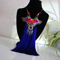 Ethnic Embroidered Tassel long sweater chain 2019 new original design vintage necklace cheongsam decorative chain