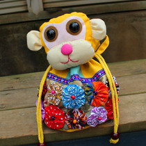 Yunnan ethnic style cartoon monkey bag cute girl handmade shoulder bag leisure change mobile phone bag batch zero