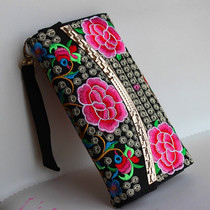 Yunnan ethnic style embroidered ladies wallet original retro fashion card ticket bag mobile phone bag physical store supply