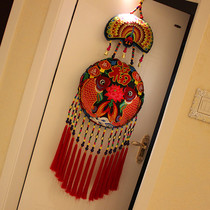 Chinese style national fabric entrance wall hanging Yunnan pisces large purse pendant Shop restaurant decoration