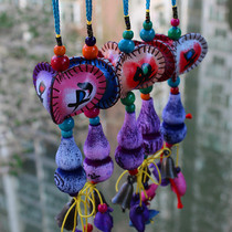 Yunnan handmade leather pumpkin gourd pendant bag hanging original wooden ethnic wind car hanging