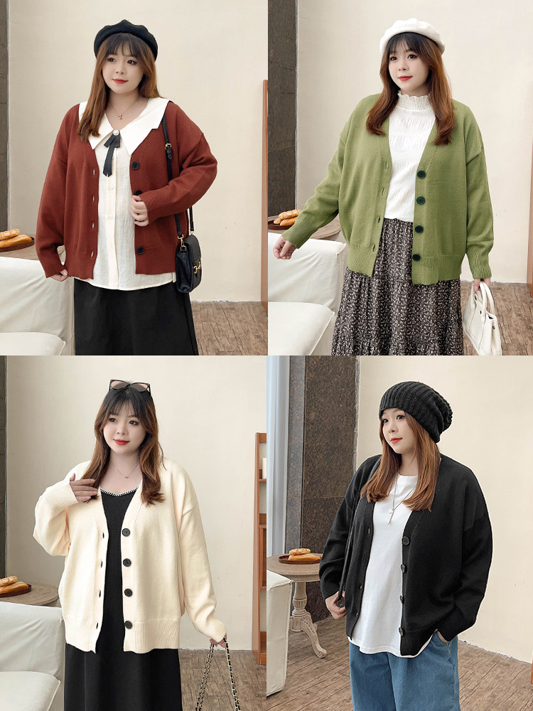 【The Gentleness of Autumn】Lazy Style Loose Knit Cardigan Versatile Casual 100kg Plus Size Cardigan