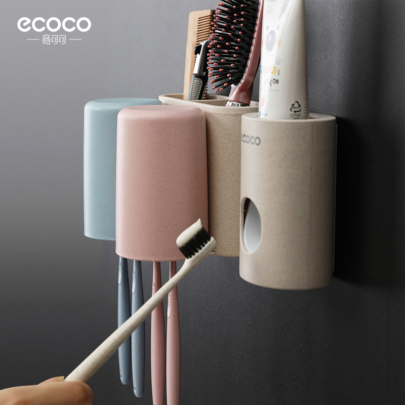 Wall-mounted toothbrush holder free punch creative dressing room mouthwash cup holder suction wall toothpaste toothbrush rack toothware rack