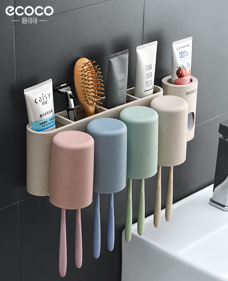 Dressing room Perforated Toothbrush Shelve Shelve Household Wall-mounted Toothbrush Cylinder Toothbrush Cup Tooth Wash Mouthwash Cup Suit