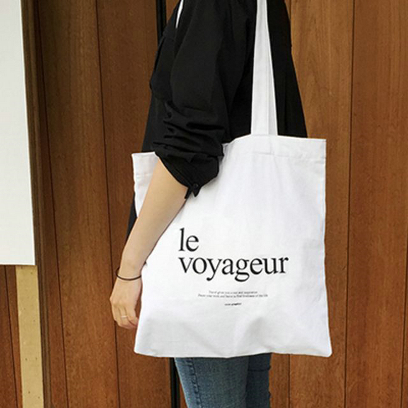 Thickened Korean version of the small fresh style simple canvas bag women's shoulder ins literary letters student portable casual bag