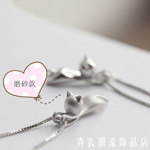 Li Chengmins Tongan Pendant Necklace woman Short-style Cubism Cat Kitty Cat Necklace Lock Bone chain Japan-ROK retro