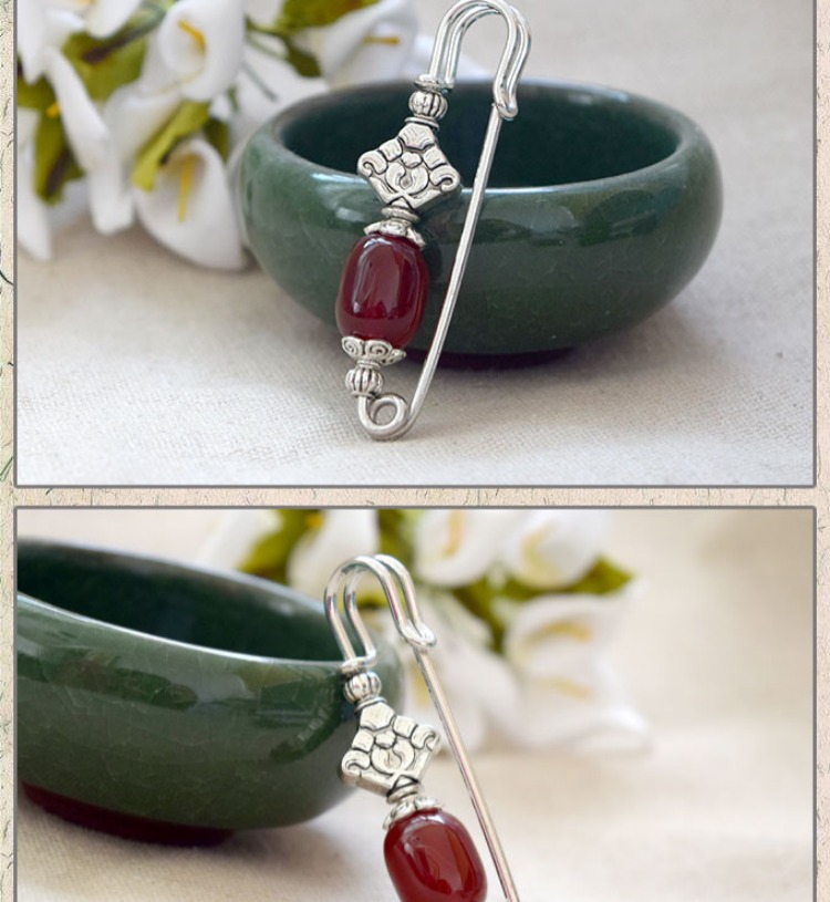 Áo khoác sáng tạo pin trang trí khóa áo cardigan lớn đơn giản văn chương trâm cài phụ nữ trăm phù hợp với khí chất retro ghim cài áo PNJ
