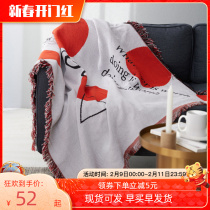 Pure cotton solid color sand release sofa cover sofa cover sofa cover sofa cover sofa towel single line bed blanket ins wind