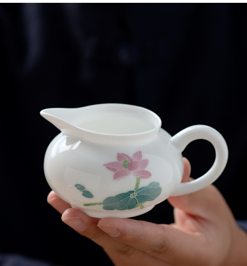 Thousand red up ceramic tea set suit household contracted style under the glaze color hand - made lotus six small sets of kung fu tea set