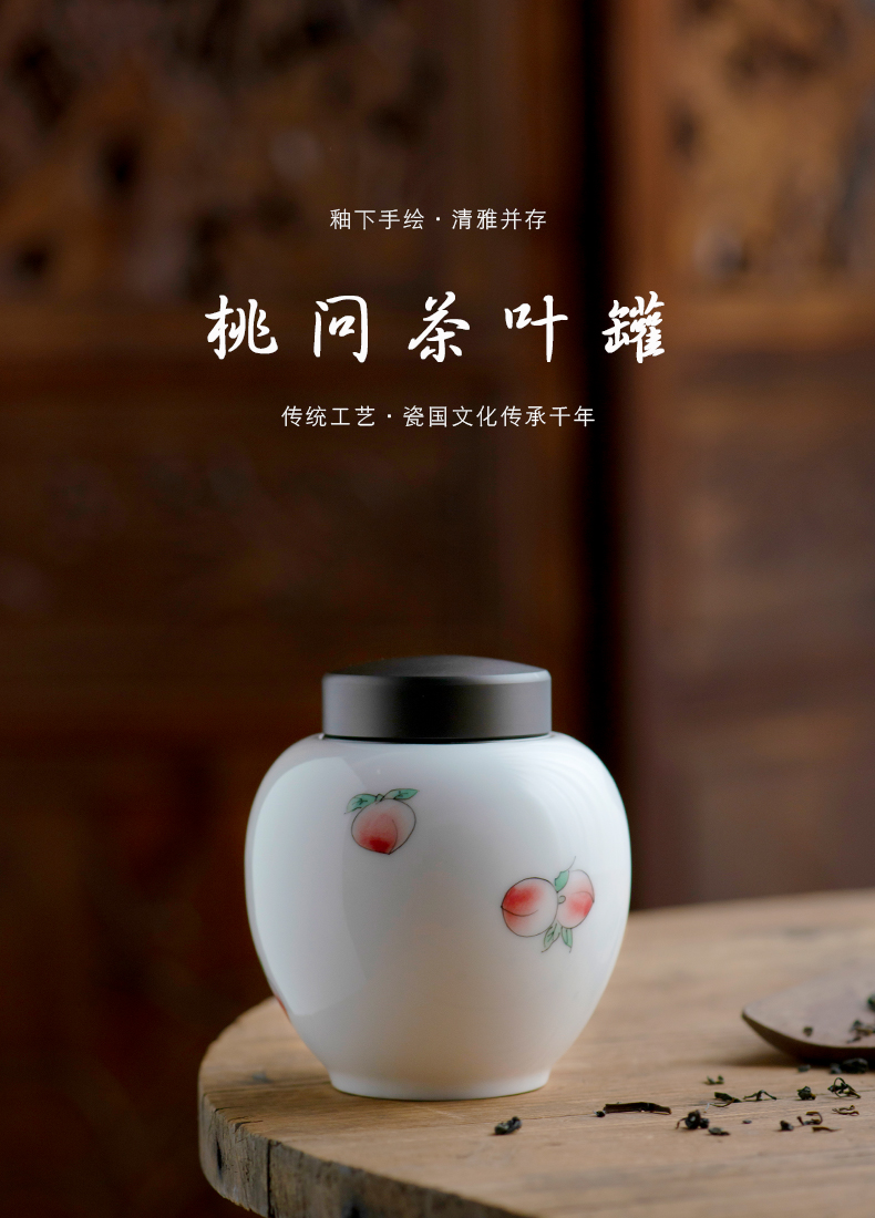 Thousand red up hand - made ceramic seal tea jar jar trumpet moisture storage POTS awake Chinese style household tea warehouse